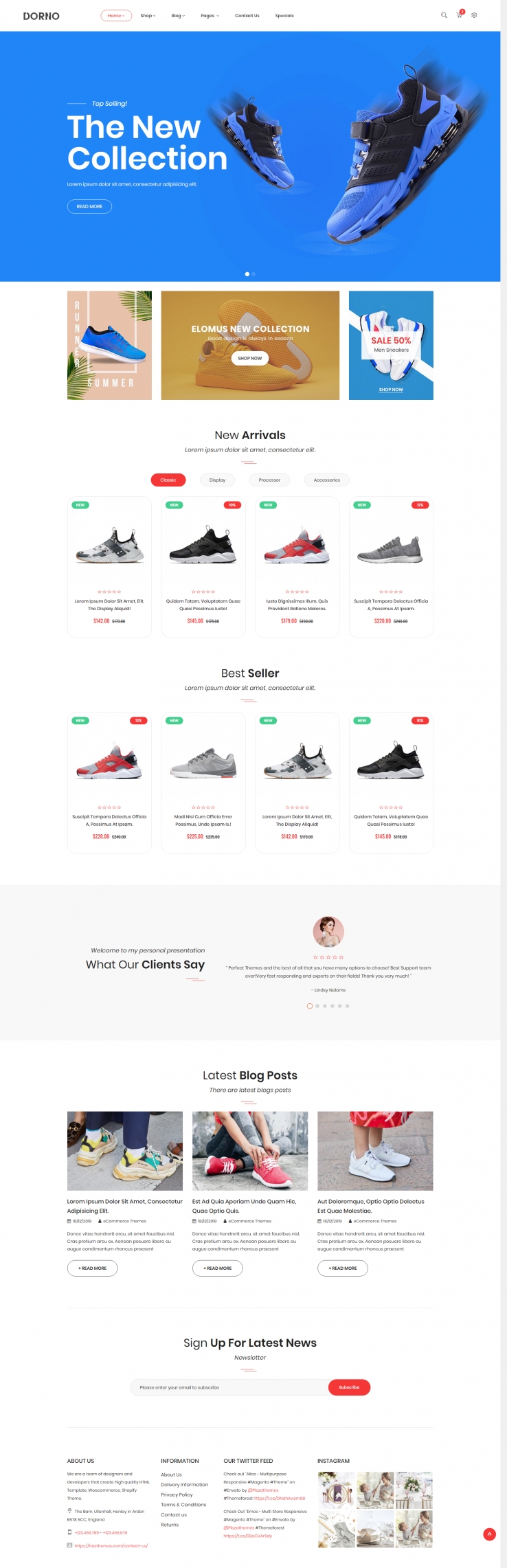 红色宽屏风格的时尚运动鞋商城网站源码下载
