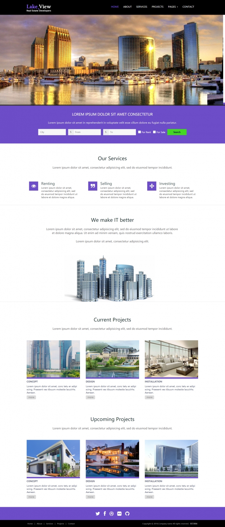 紫色简洁风格的酒店住宿企业网站源码下载