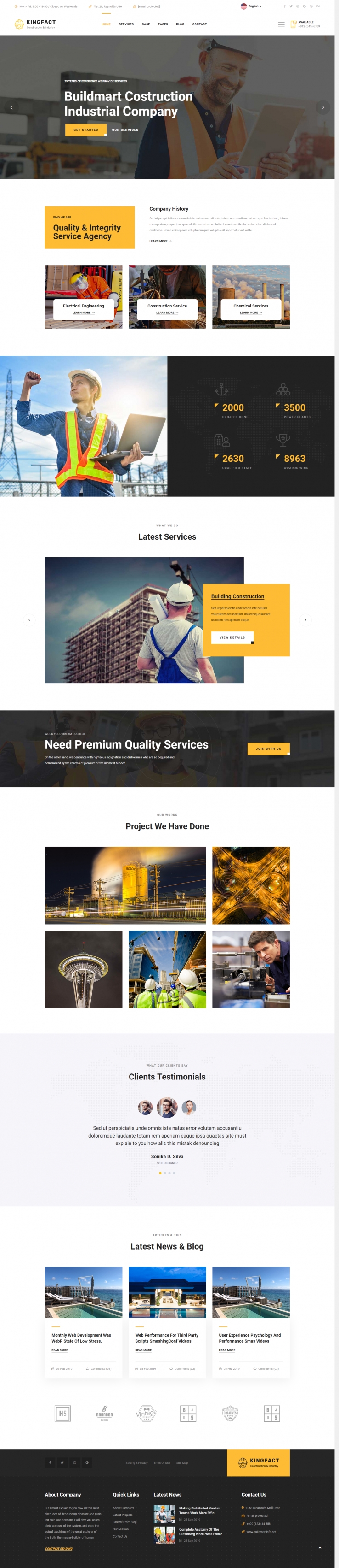 黄色扁平风格的工业制造公司企业网站源码下载
