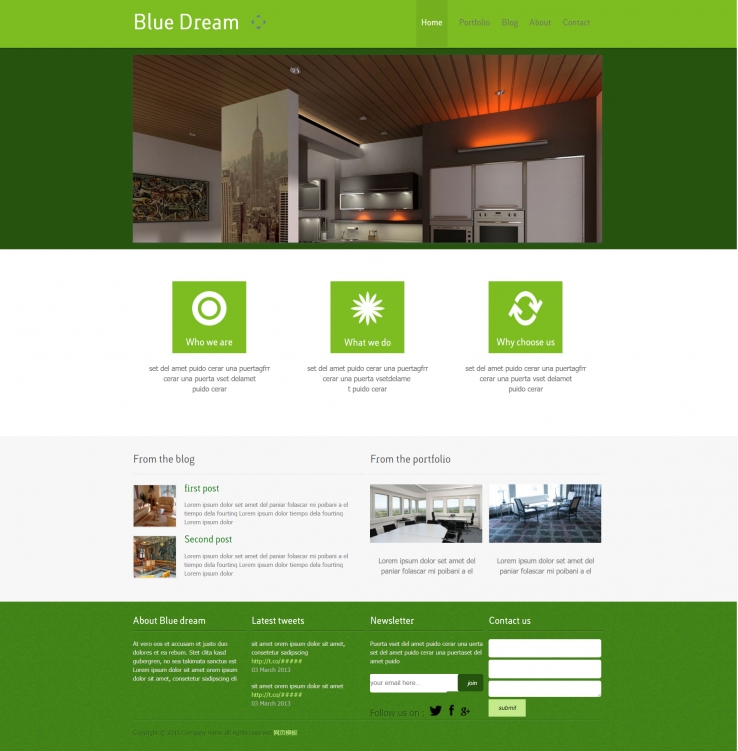 绿色简洁风格的度假宾馆企业网站源码下载