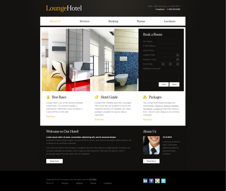 html5黄色简洁风格餐饮酒店网页模板代码下载