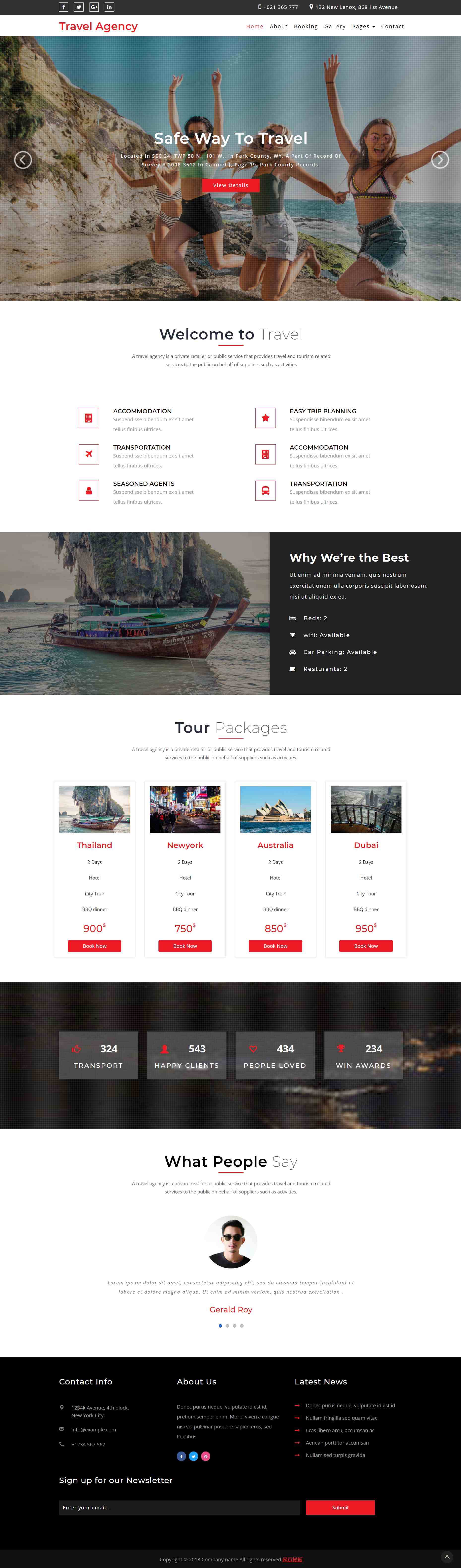 红色简洁形式pc+wap旅游景点介绍网页模板代码下载