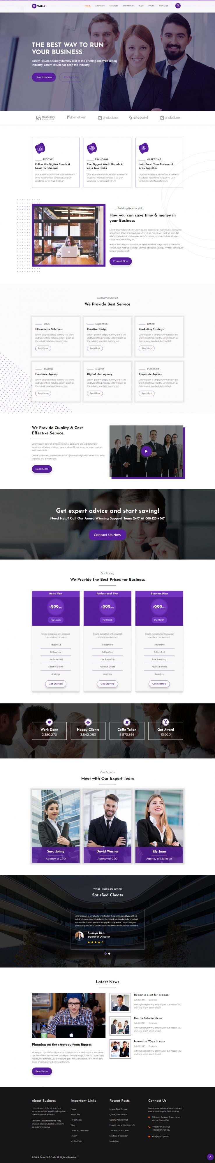 紫色宽屏形式html5企业商务代理网站模板代码下载