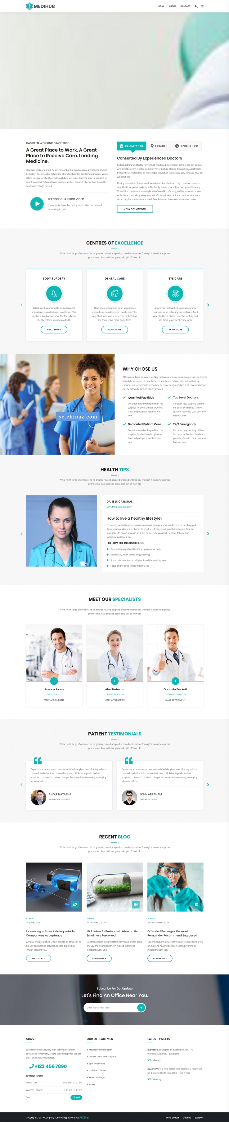 HTML5绿色欧美样式医疗与健康网页模板代码