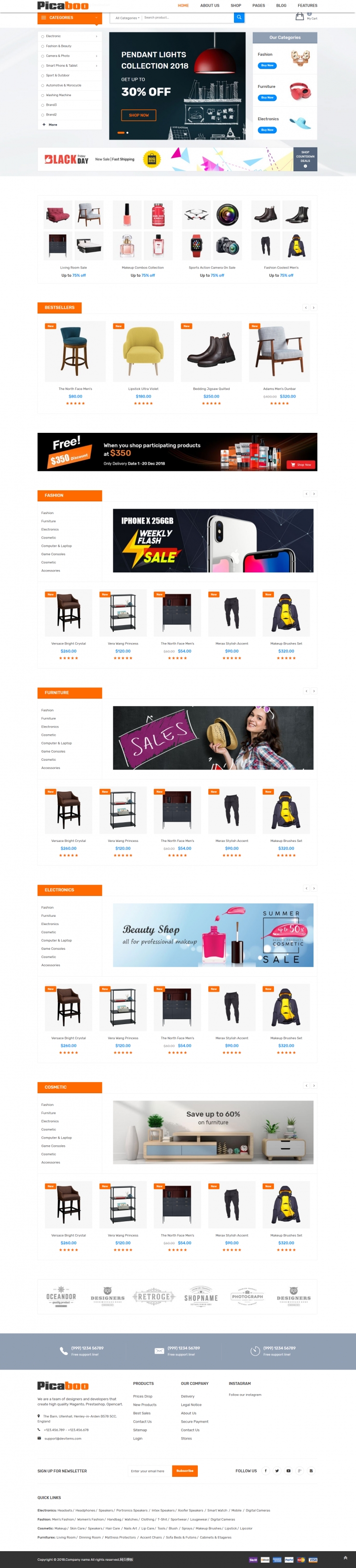 HTML5橙色简洁形式电子产品销售网页模板代码下载