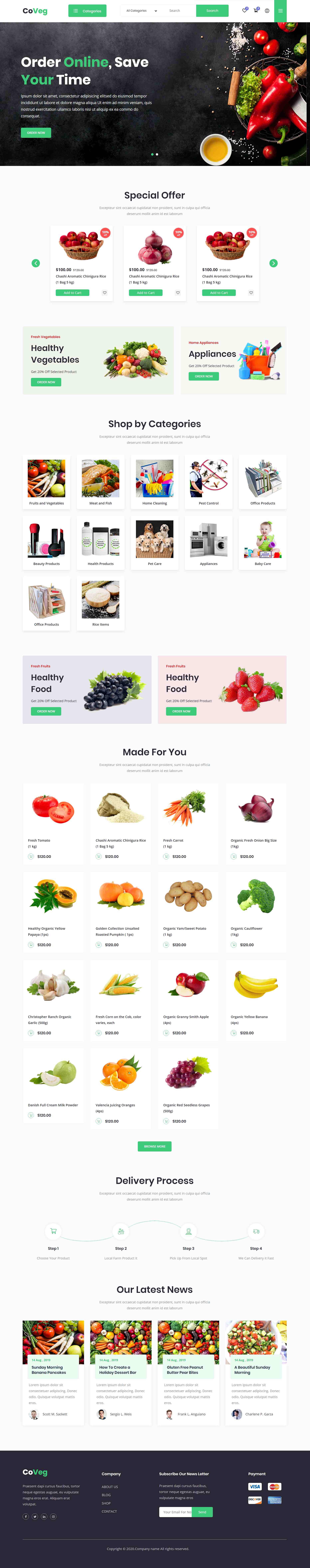绿色宽屏风格响应式生活食品网页模板代码下载