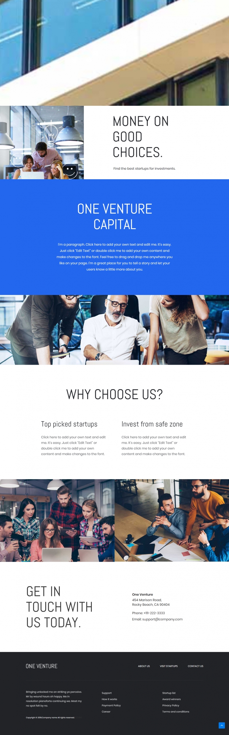 蓝色简洁风格响应式投资公司网页模板