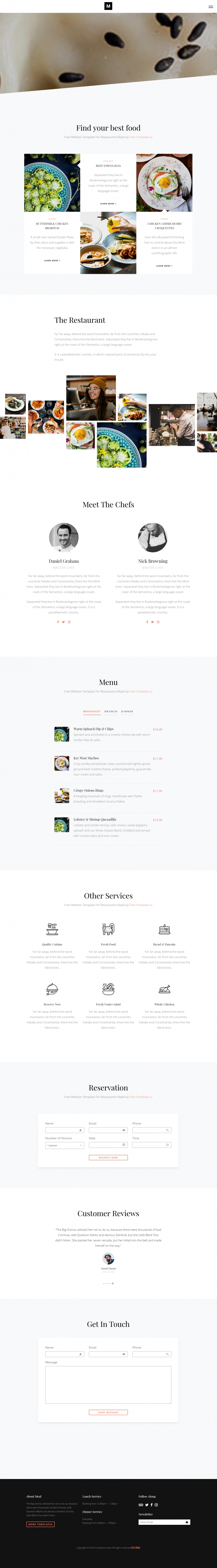 橙色简洁风格响应式美食餐厅网页模板