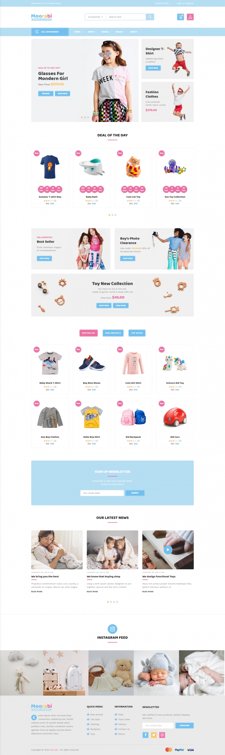 蓝色简洁样式响应式儿童商店电商网站模板代码下载