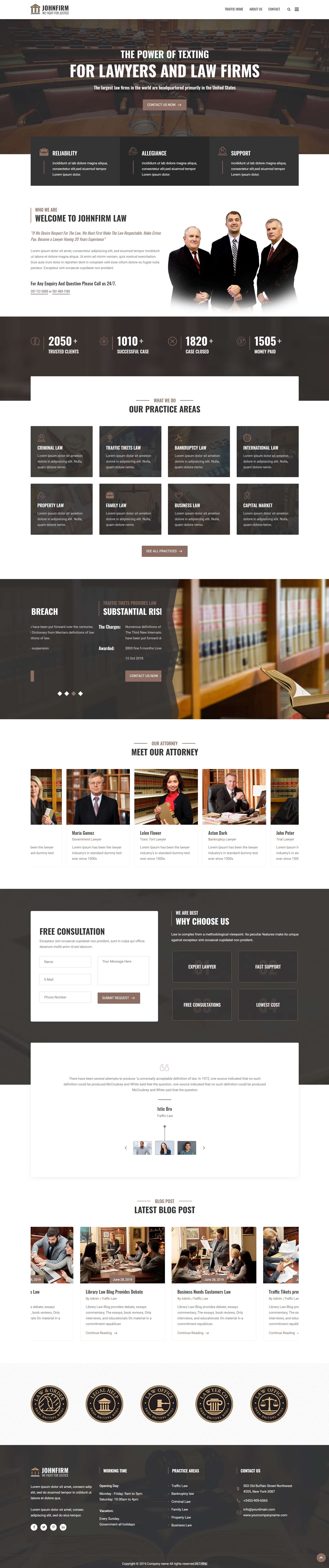 bootstrap棕色欧美样式律师法律服务网页模板代码下载
