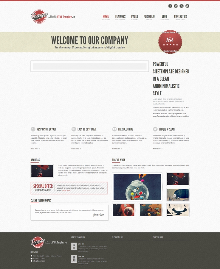 红色简洁形式html5企业网站模板代码