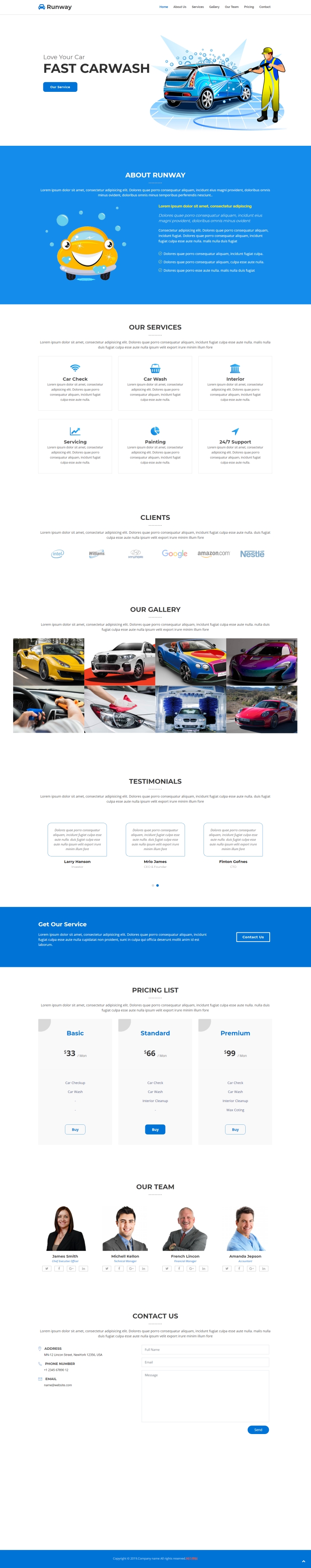 html蓝色欧美形式汽车美容网页模板代码