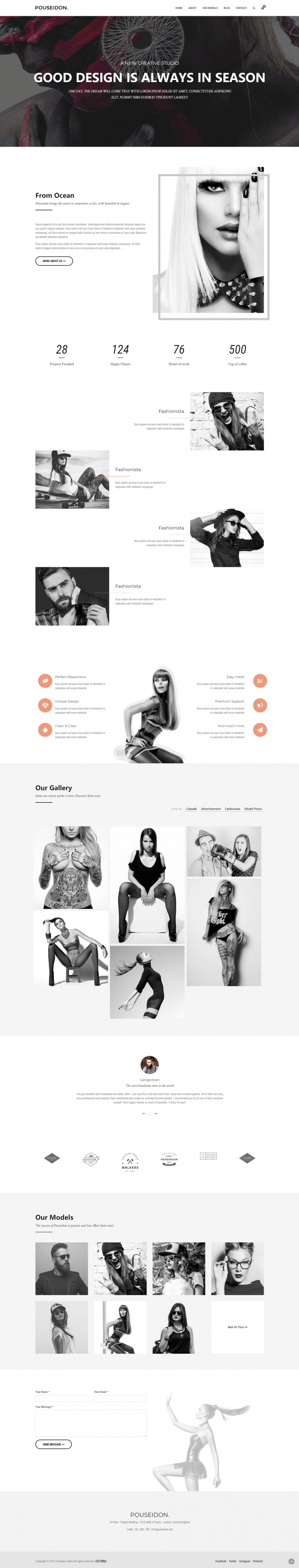 灰色欧美风格响应式创意工作室网页模板