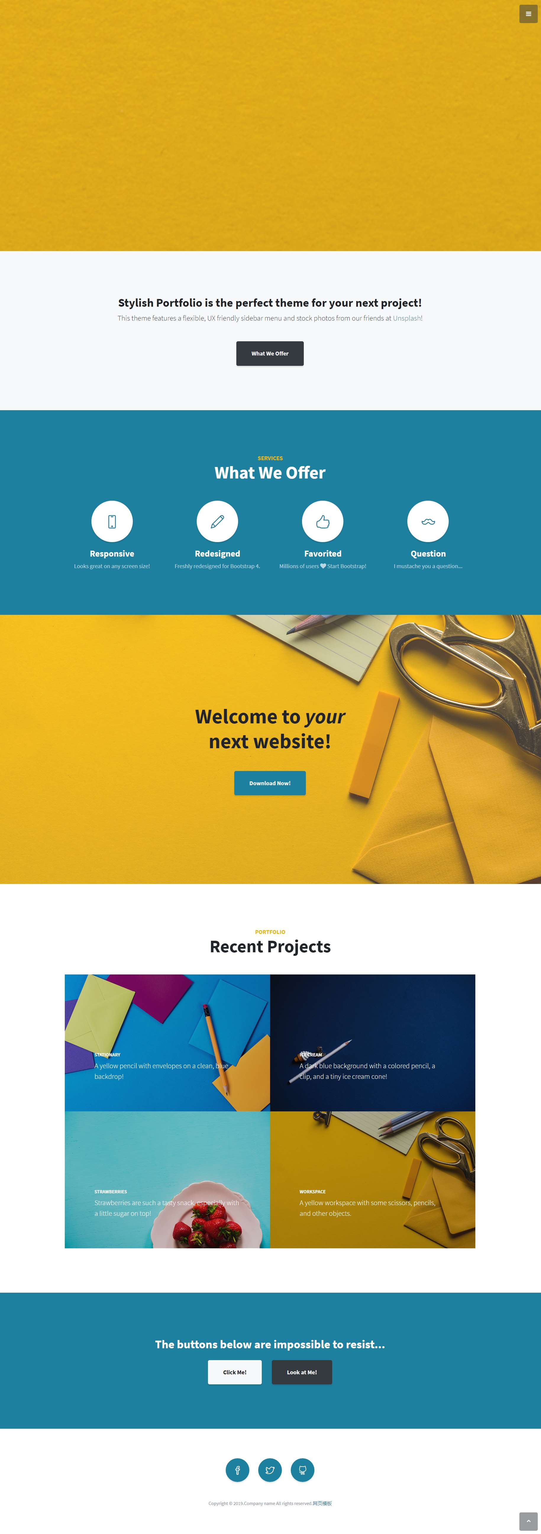 蓝色扁平形式pc+wap背景设计企业网页模板代码