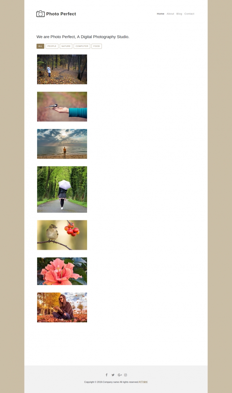 棕色简洁风格Photo相册图库个人网页模板代码下载