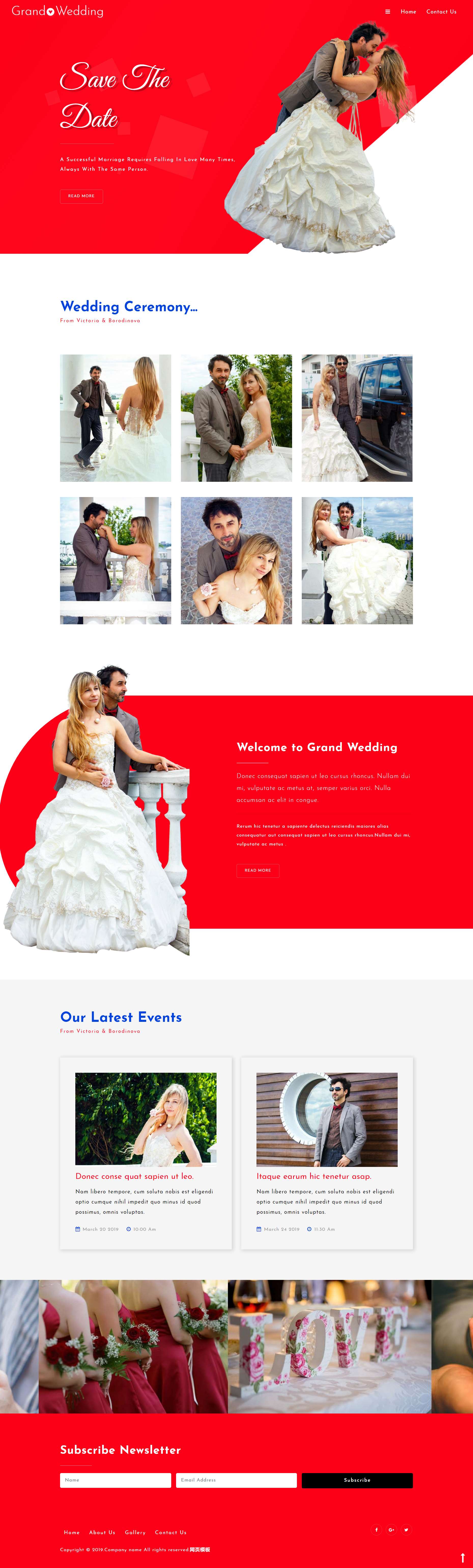 html5红色大气样式婚礼策划网页模板代码下载