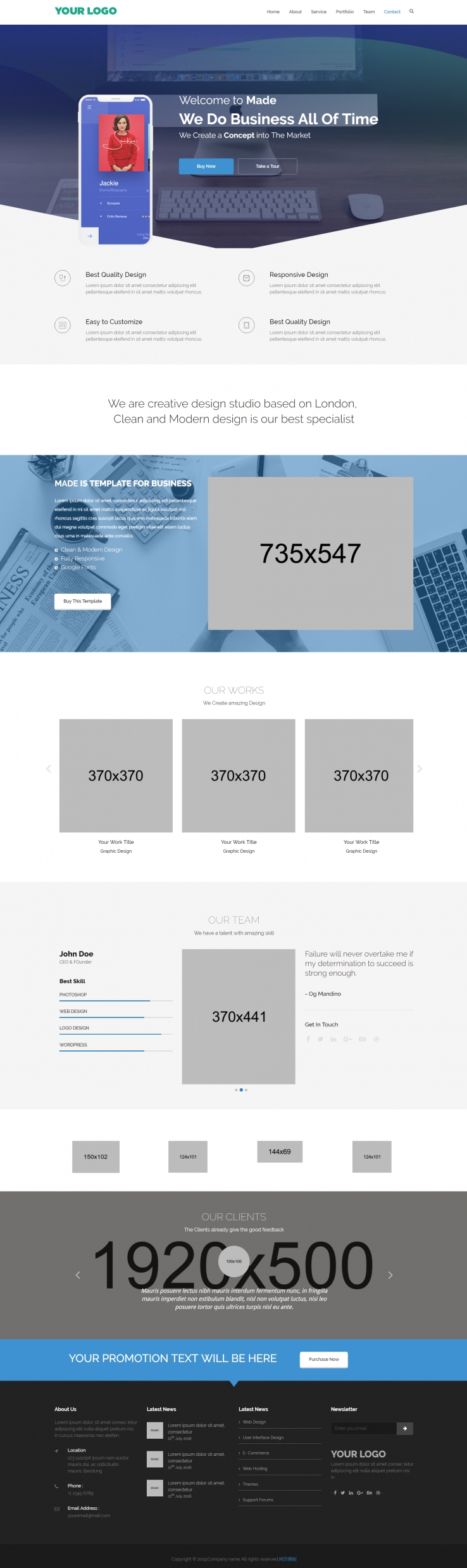 蓝色简洁风格响应式VI设计公司网页模板