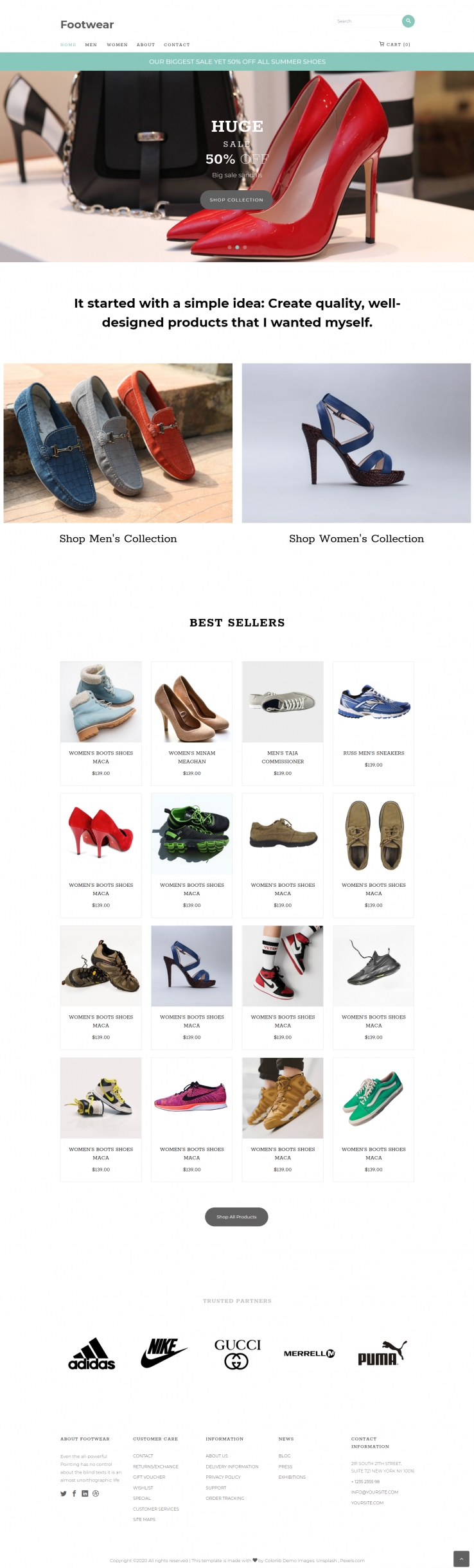 绿色宽屏风格响应式鞋靴商城网页模板