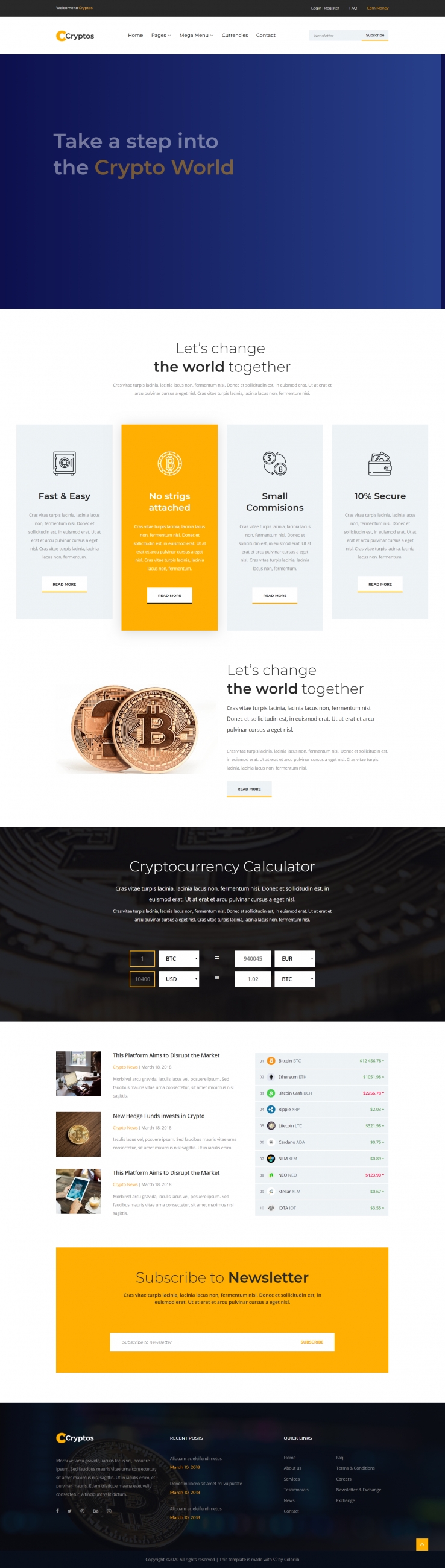 黄色简洁风格响应式货币计算网页模板