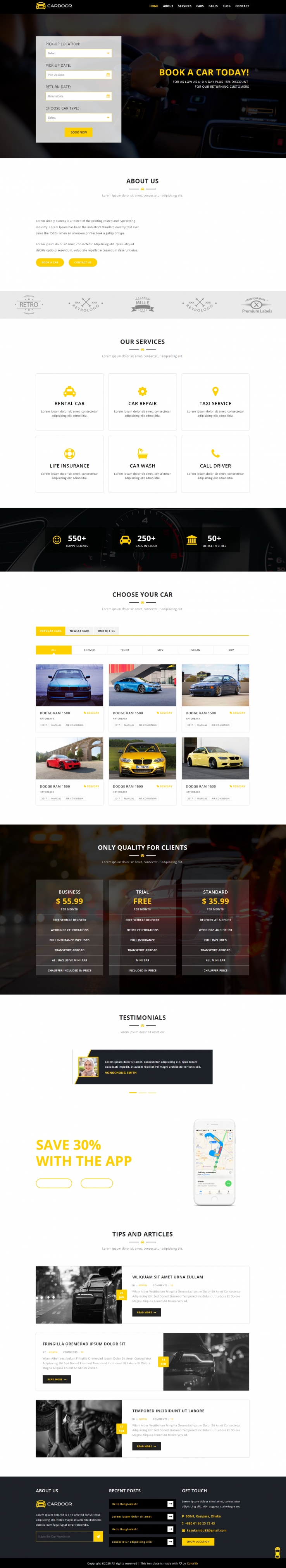 黄色宽屏形式pc+wap汽车交易中心网页模板代码