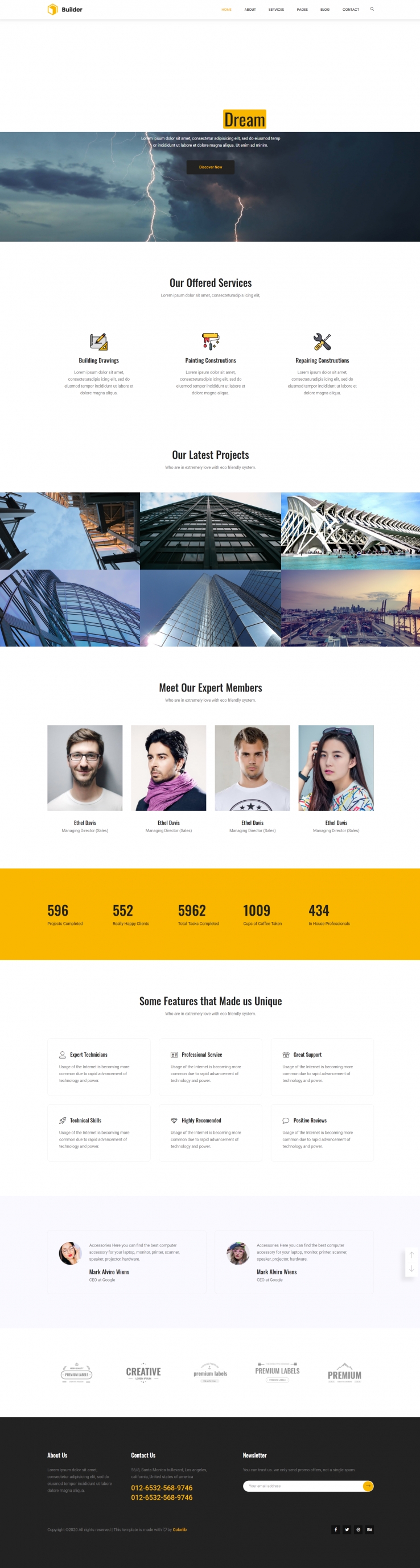 bootstrap黄色简洁样式城市项目网页模板代码下载