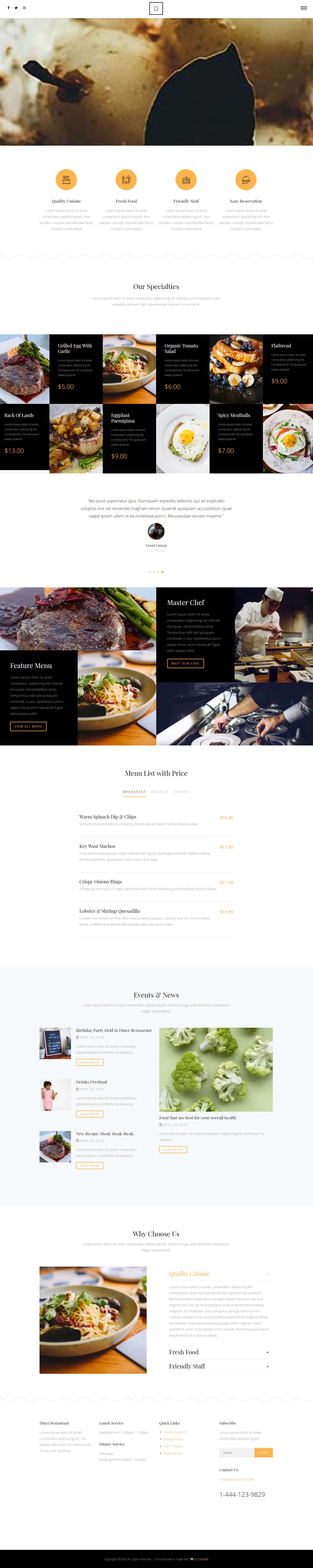 黑色简洁风格响应式餐馆美食网页模板