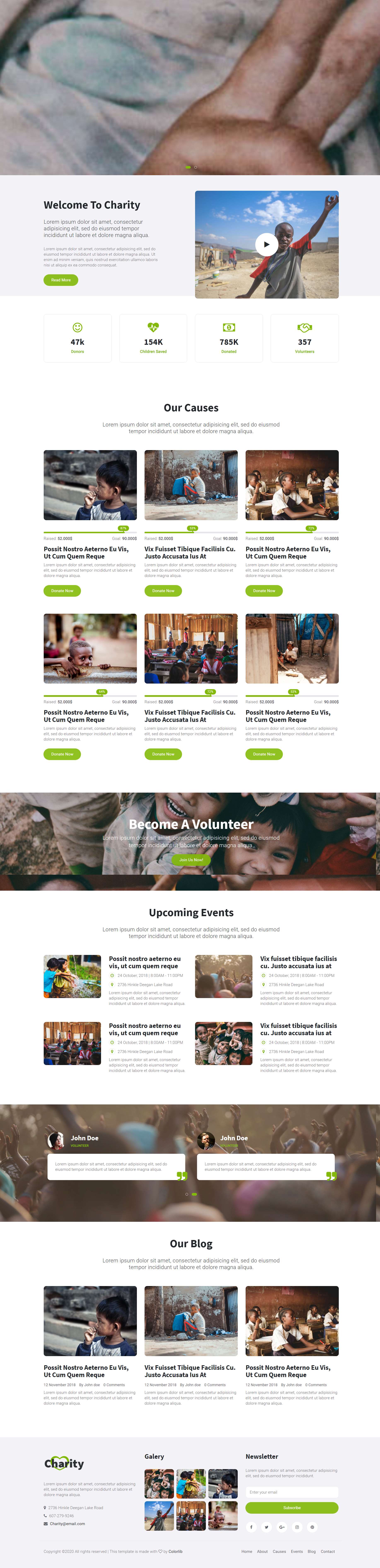 绿色简洁风格响应式公益扶贫机构网页模板