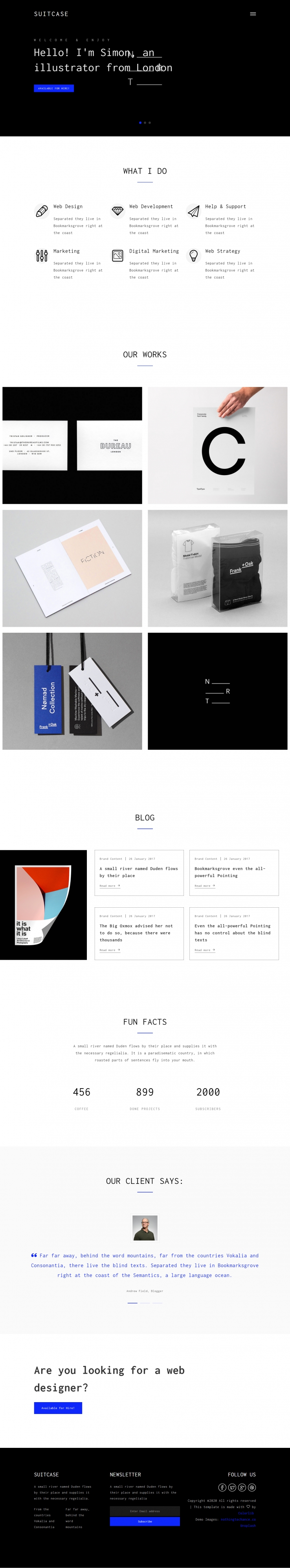 蓝色简洁风格响应式插画团队网页模板