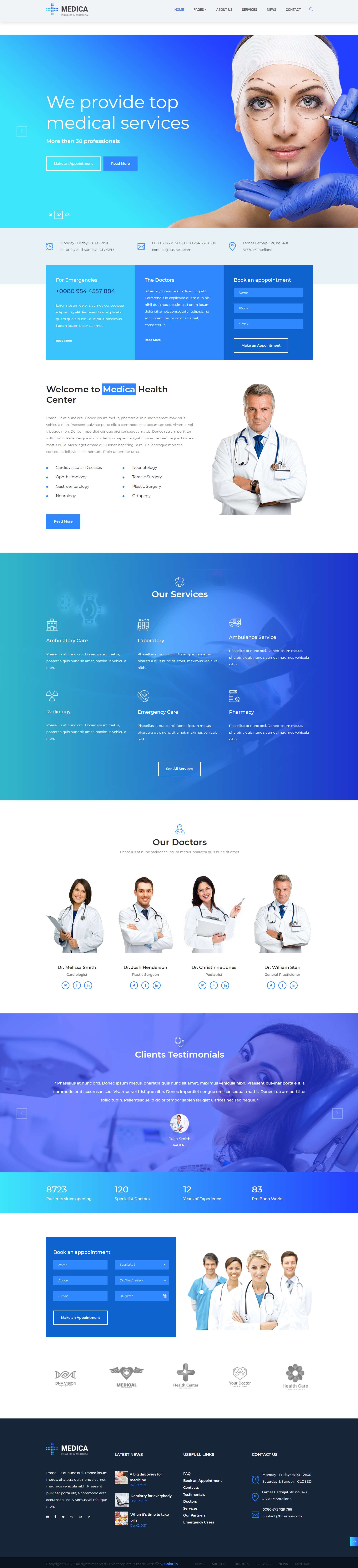 蓝色简洁风格响应式整形医疗网页模板