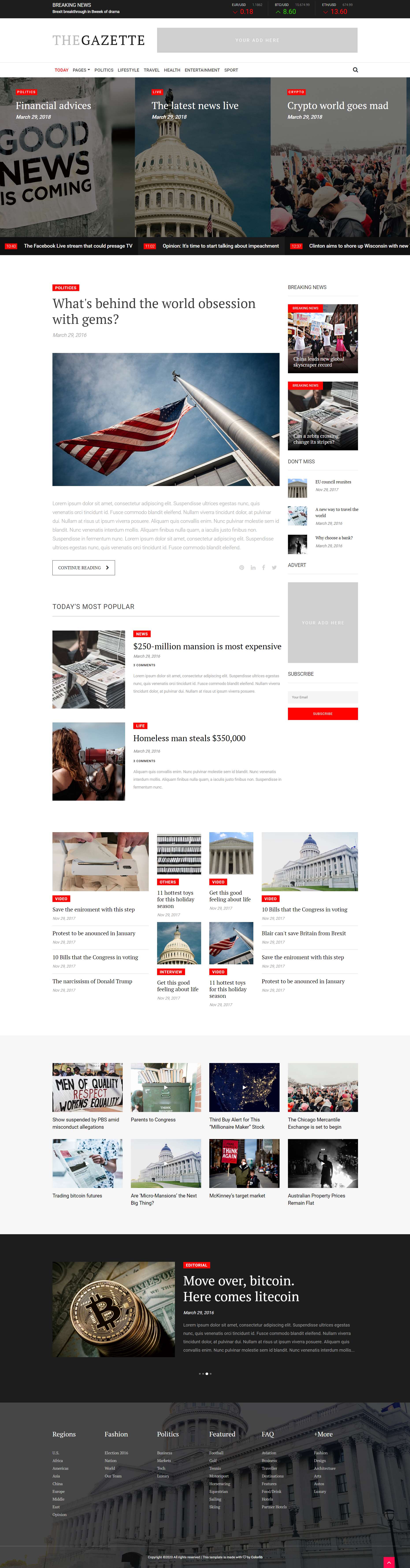 红色欧美风格响应式新闻传媒网页模板