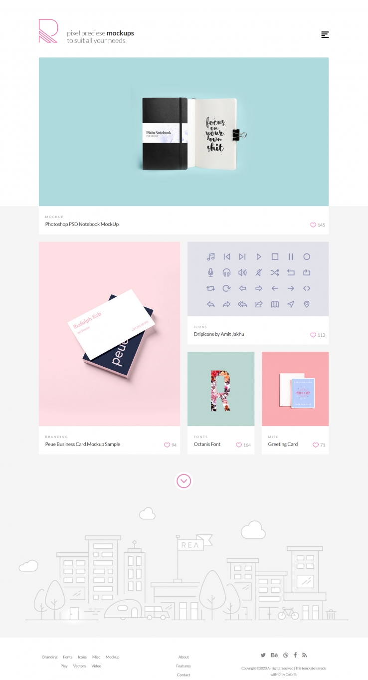 粉色简洁风格响应式素材图片网页模板