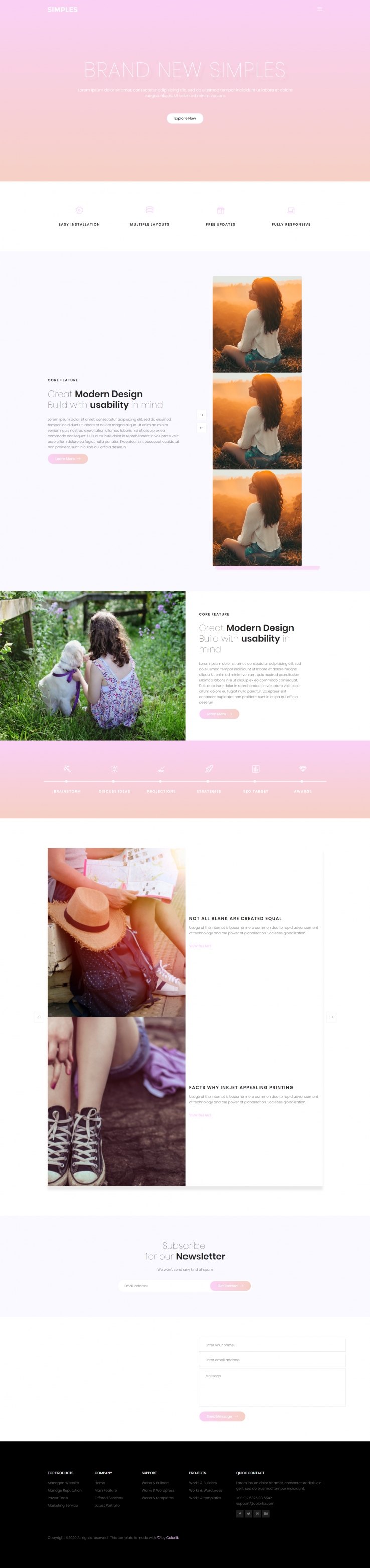 粉色欧美风格响应式品牌展示网页模板