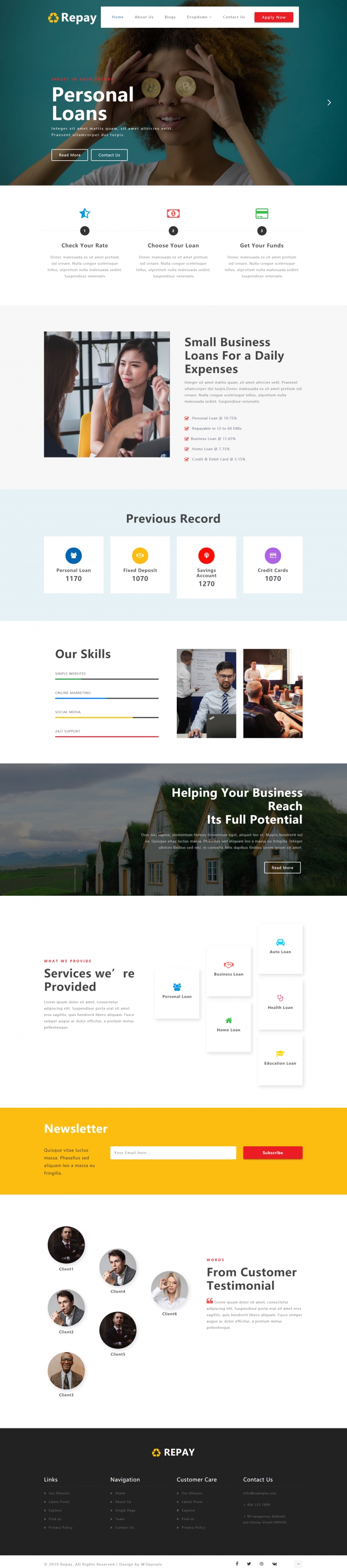 蓝色简洁风格响应式借贷企业服务网页模板