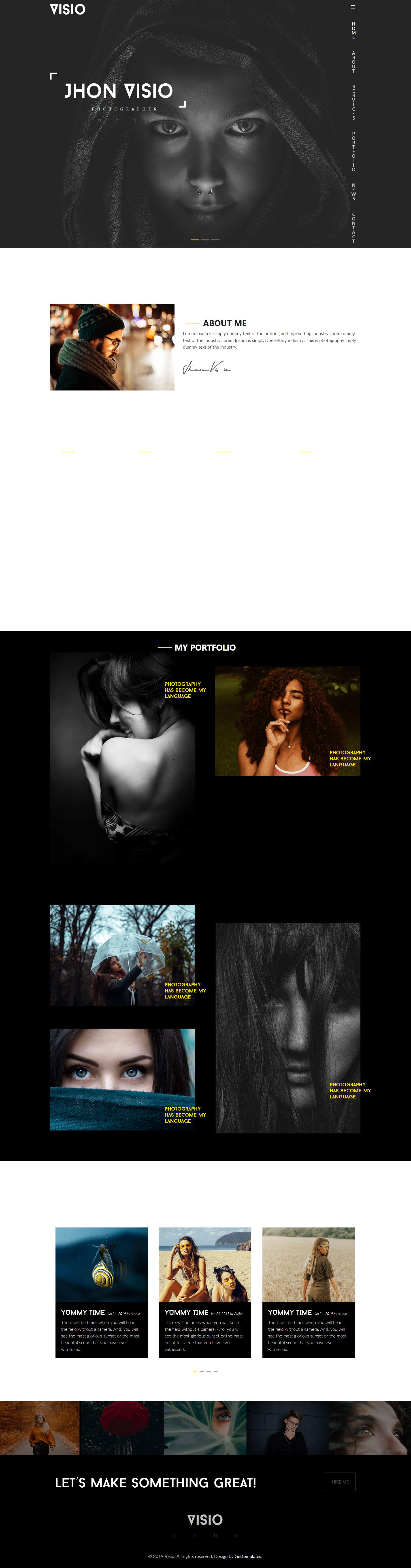 HTML5黄色欧美样式人物艺术摄影网页模板代码下载