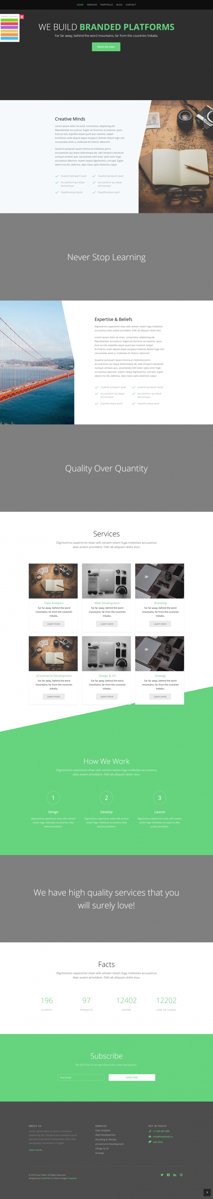 绿色欧美风格响应式企业品牌动态网页模板