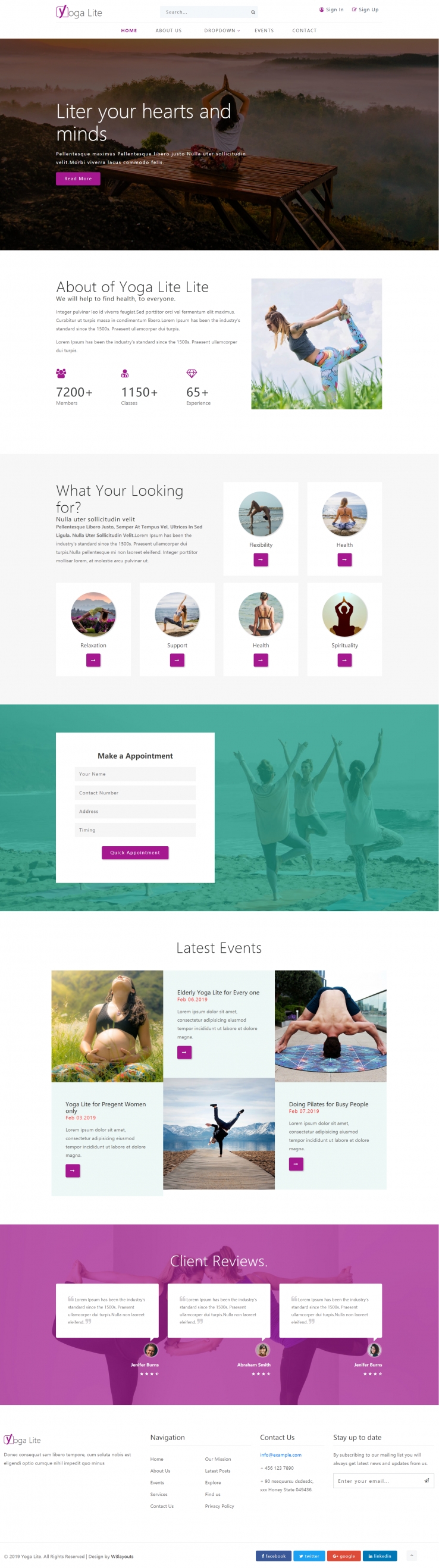 HTML5紫色大气样式户外瑜伽网页模板代码下载