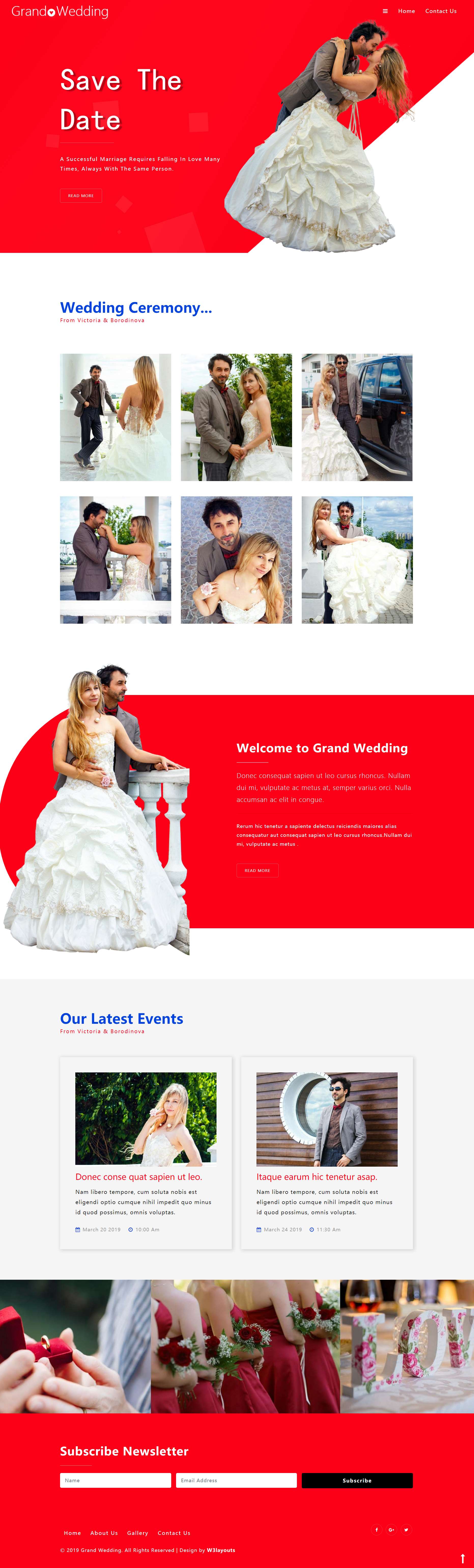 HTML5红色简洁样式婚礼纪念日网页模板代码下载
