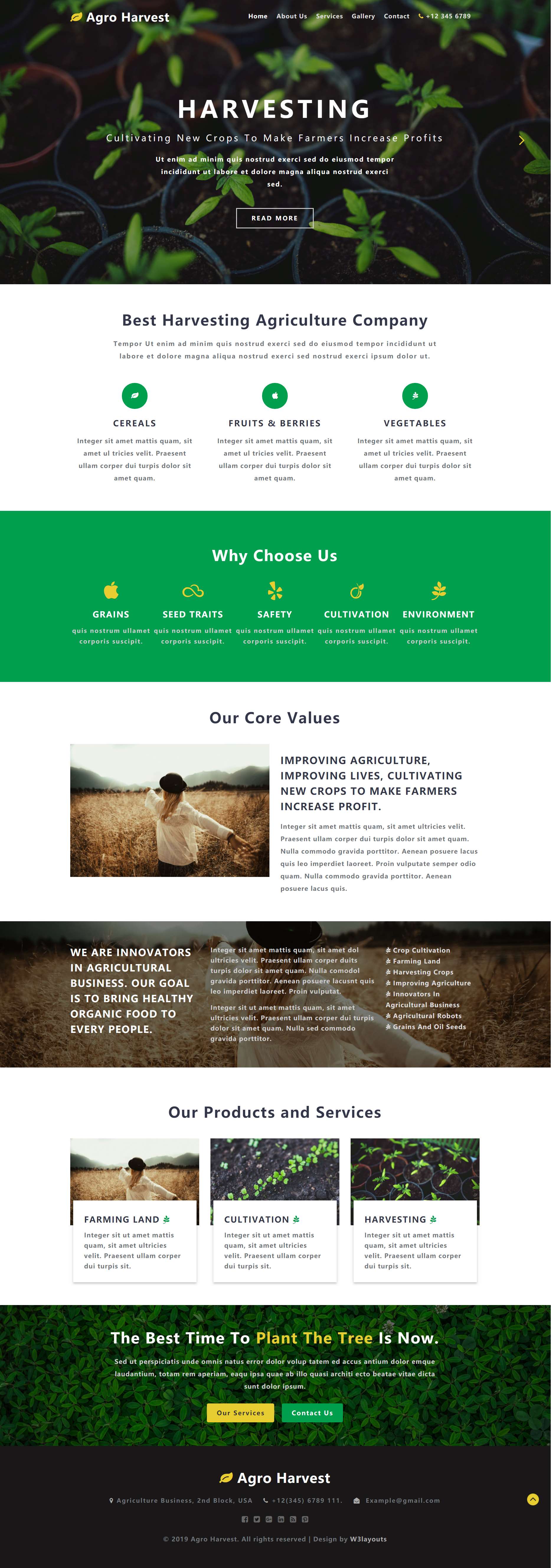 HTML5绿色宽屏样式农业收成展示网页模板代码下载