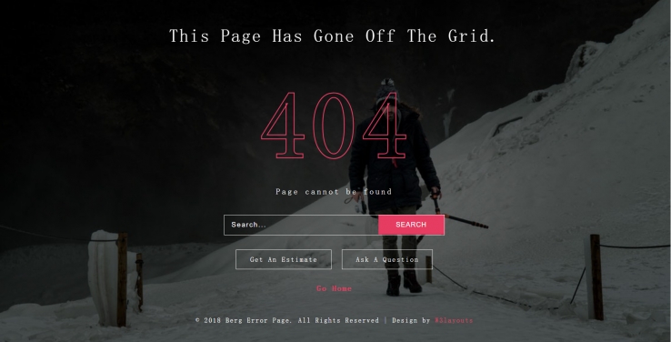 红色宽屏风格响应式冰山404错误页网页模板