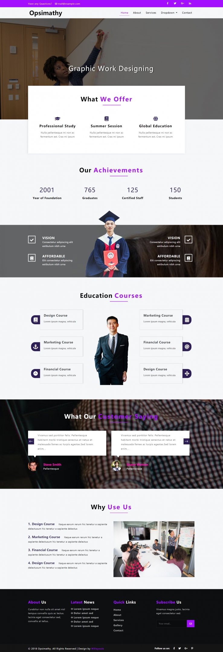 HTML紫色欧美形式成人教育培训网页模板代码