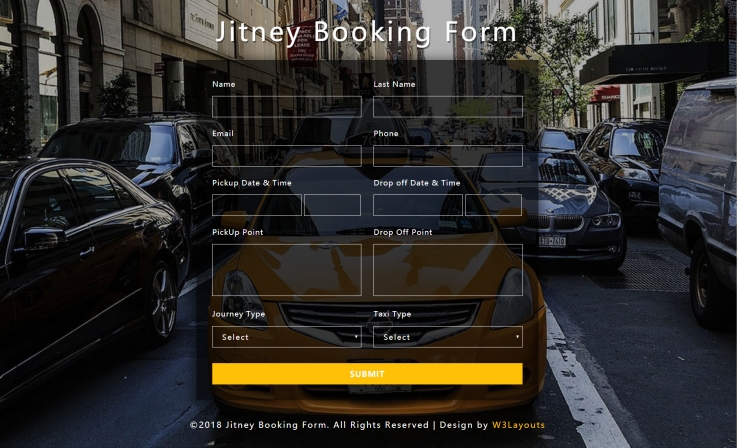 黄色大气风格响应式租车预约服务网页模板