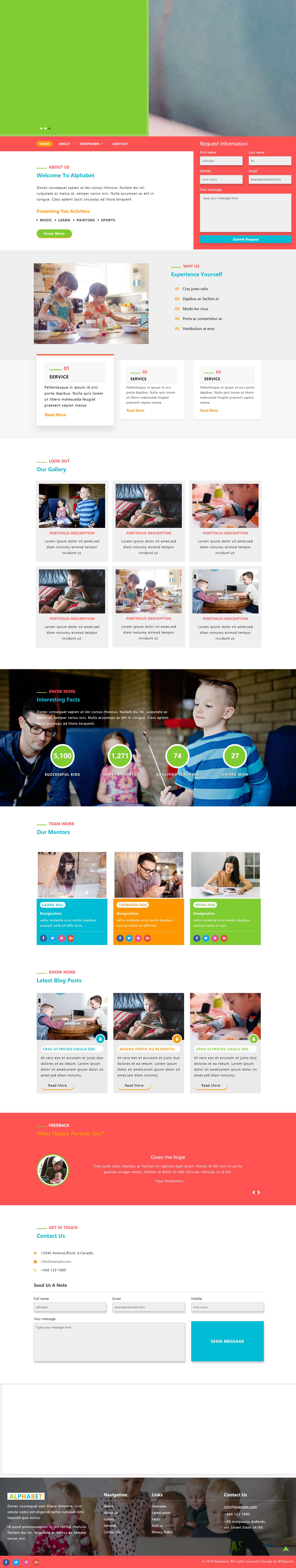 HTML蓝色欧美形式儿童艺术培训网页模板代码