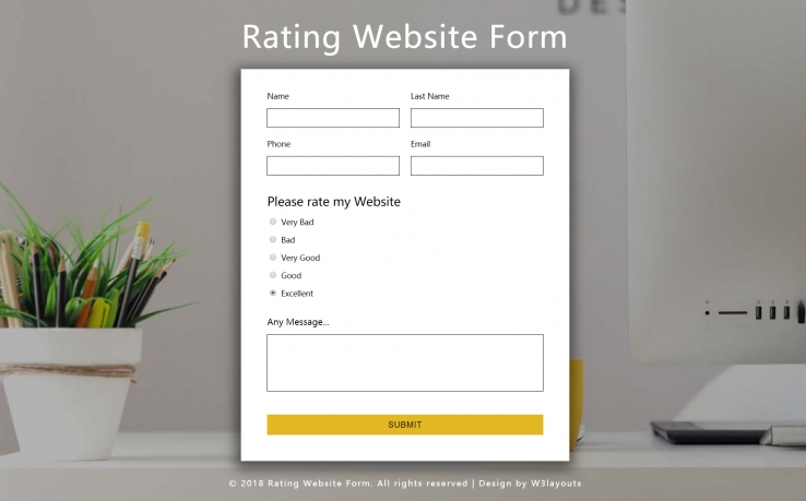 HTML黄色简洁形式产品评价表网页模板代码