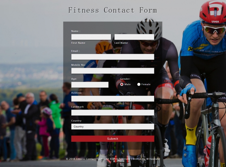 HTML红色欧美形式健身会员资料表网页模板代码