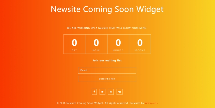 橙色简洁风格响应式倒计时网页模板