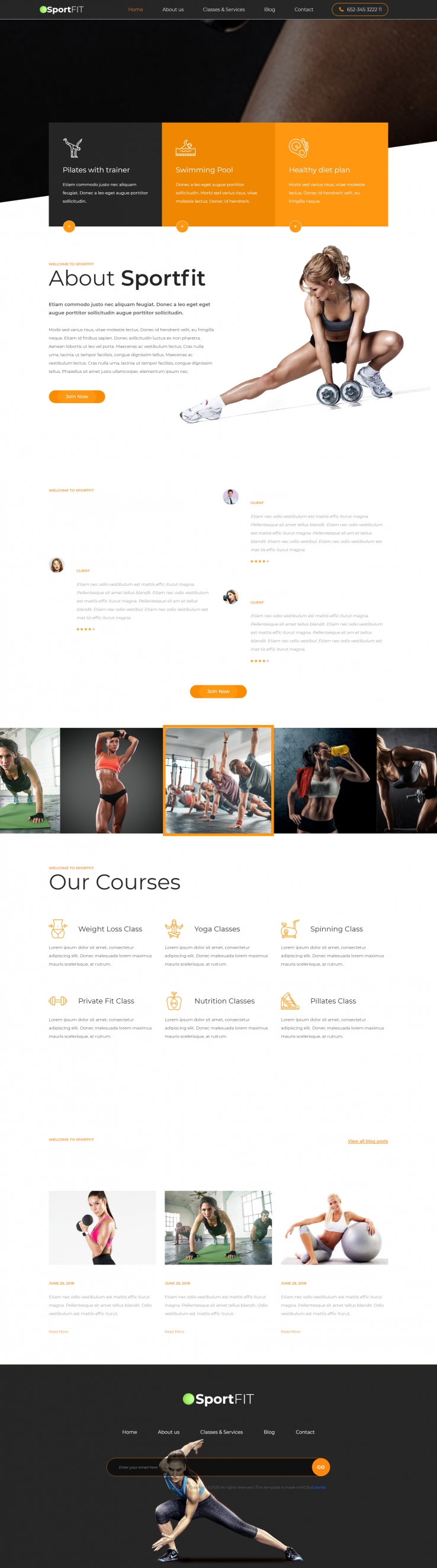 橙色大气风格响应式运动健身网页模板