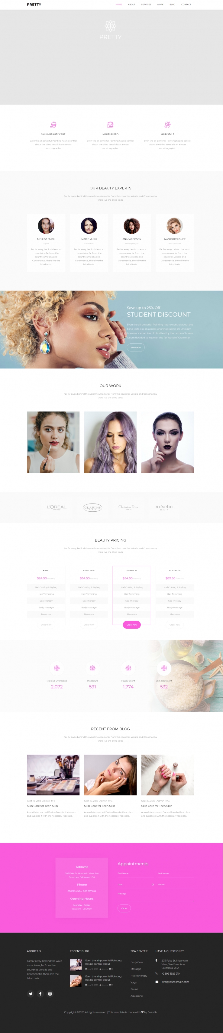 HTML5紫色简洁样式美容美妆服务网页模板代码下载