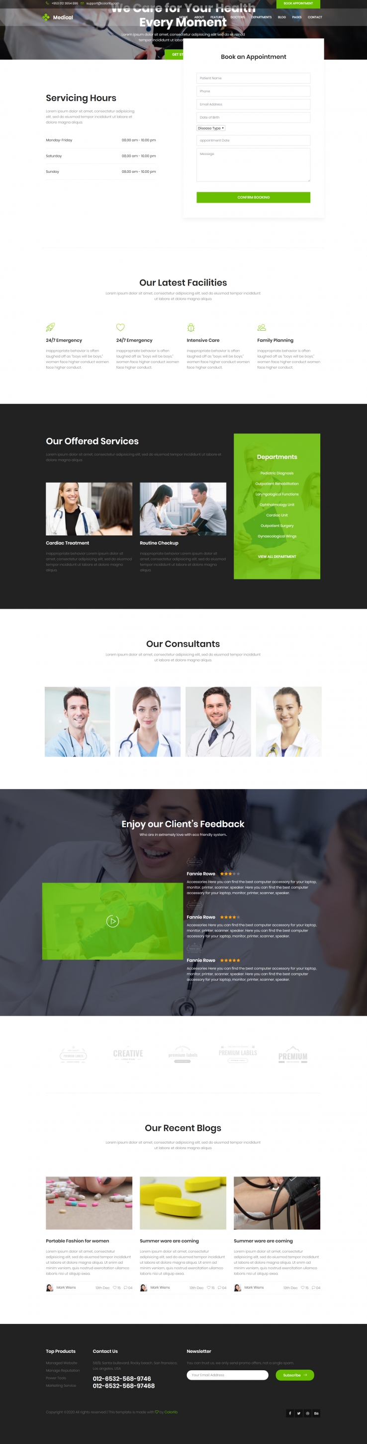 绿色简洁风格响应式医疗团队动态网页模板