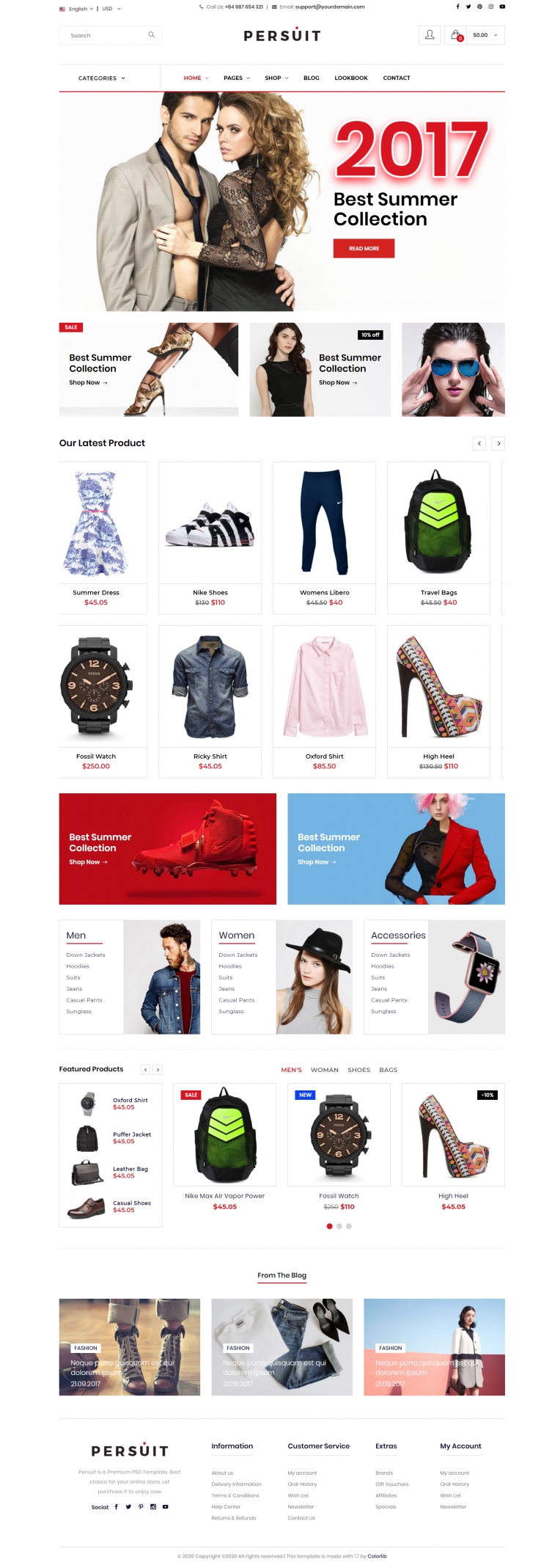 bootstrap红色大气样式服饰展示销售网页模板代码下载