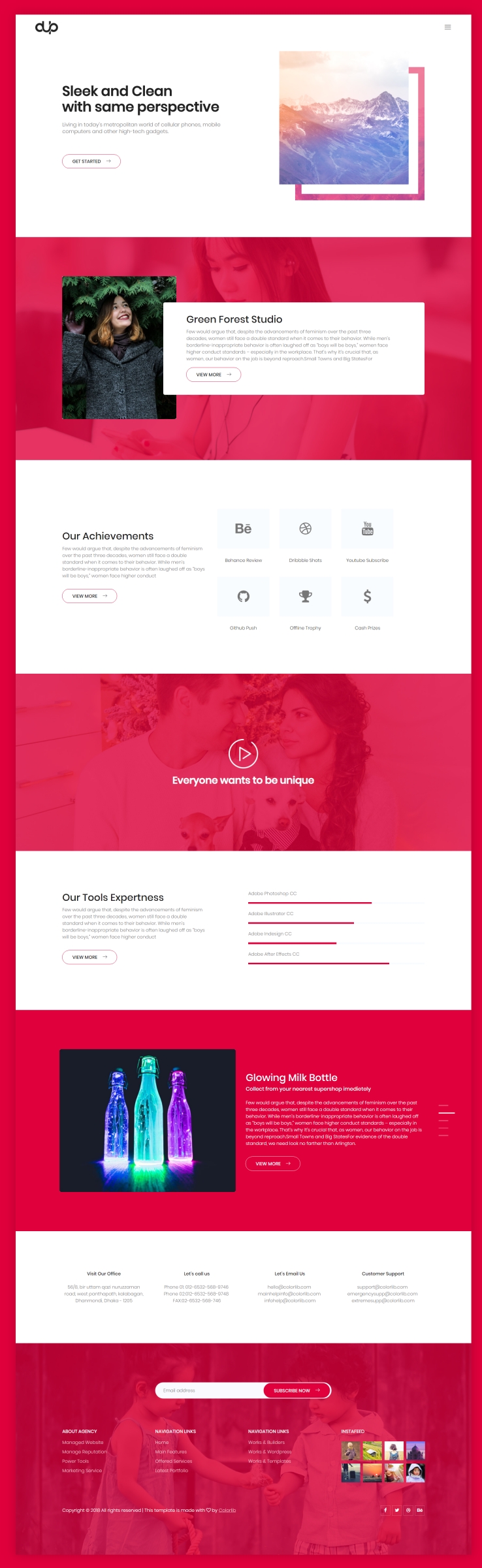红色欧美风格响应式产品商务展示网页模板